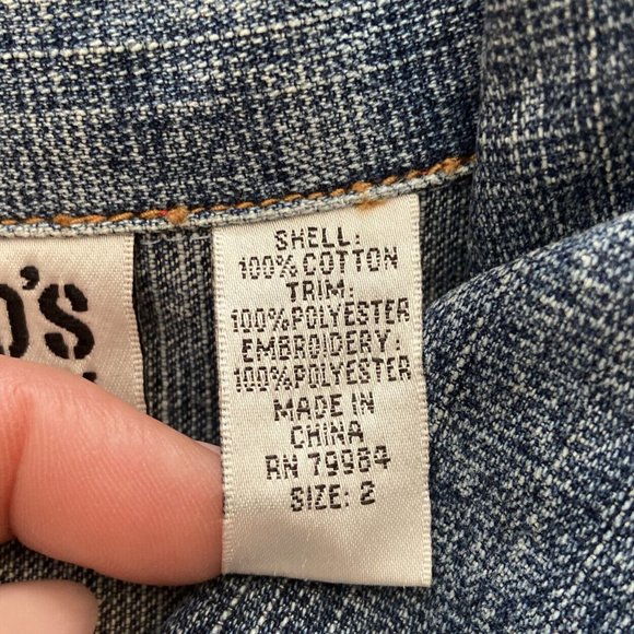 CHICO'S Design Womens Size 2 Embellished Geisha Beaded Embroidered Denim Jacket - Picture 13 of 14